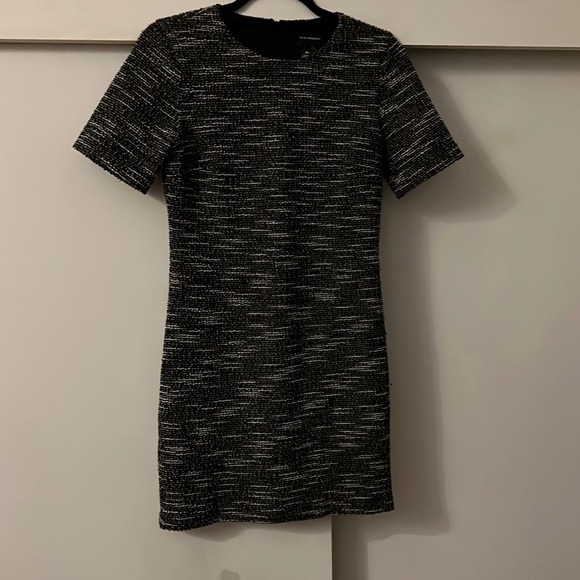 club monaco tweed dress Club Monaco Faux Leather and Tweed Mini Dress